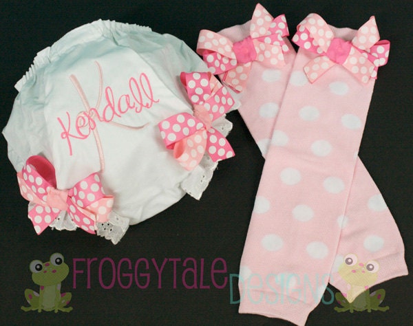 PERSONALIZED Monogrammed Diaper Cover Tutu Bloomer and Leg Warmer Full Set Outfits for Little Baby Girls - CUSTOM