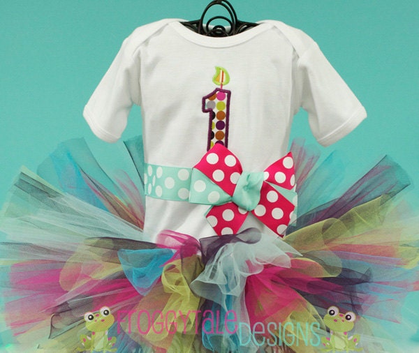 Birthday Retro Candle Bodysuit Onesie or Toddler Shirt and Matching Tutu Outfit for Little Baby Girls - PERSONALIZED Custom