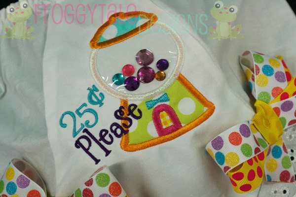 NEW Crystal Gumball Machine 25 Cents Please Diaper Cover Bloomer Ready To Ship Size 5 Double Ribbon Bows for Little Baby Girls - PreMade