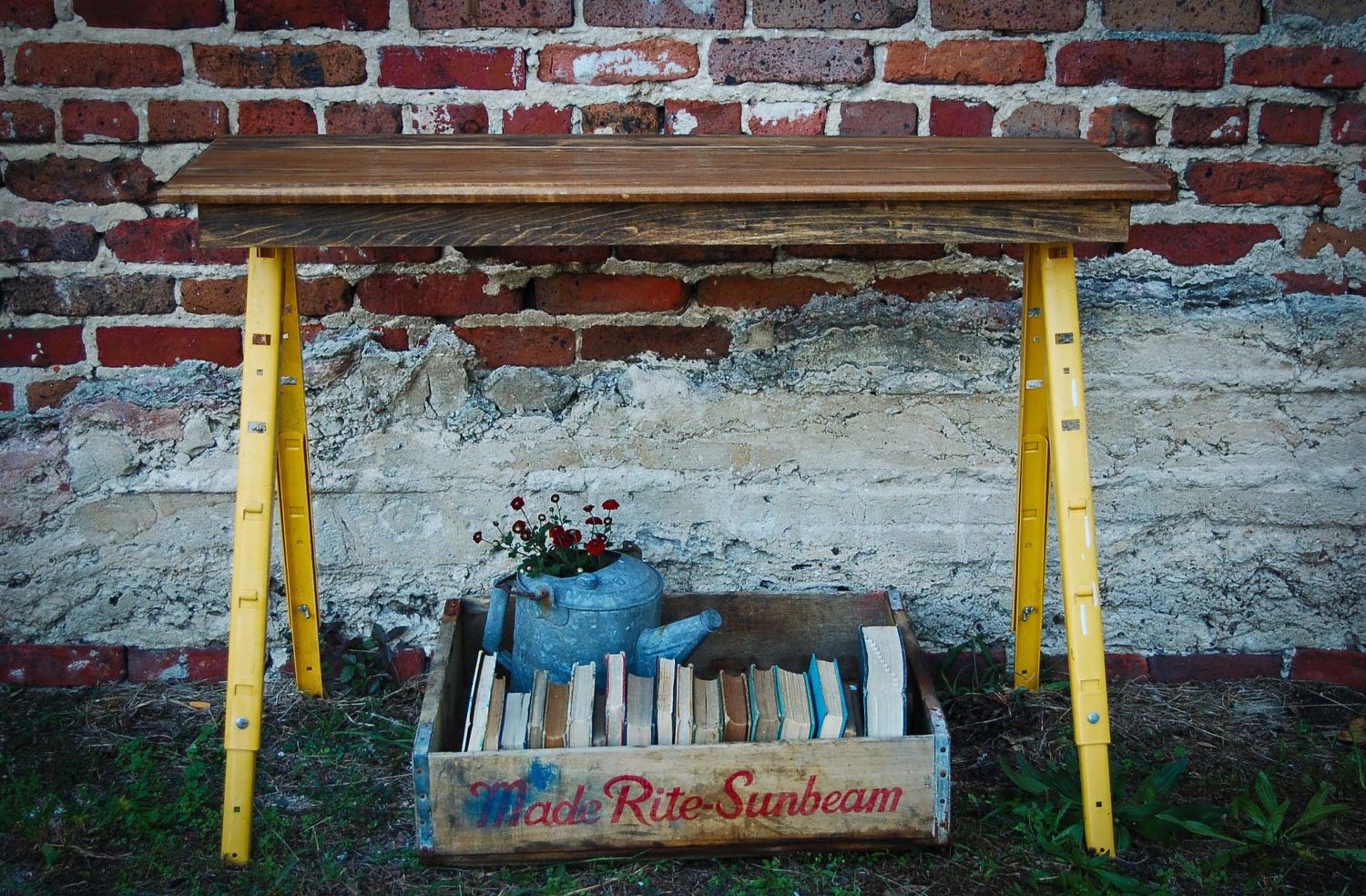 Upcycled Industrial Style Sawhorse Tables