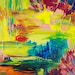 SALE - Abstract Acrylic Painting, Bright Bold Color 16 x 20 FREE SHIPPING Impasto Rainbow, Teal Blue, Neon Orange Yellow Magenta Xmas Gift