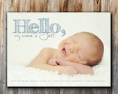 Birth Announcement: Hello World, Printable, Baby Boy, Baby Girl, Photo Card, Digital File