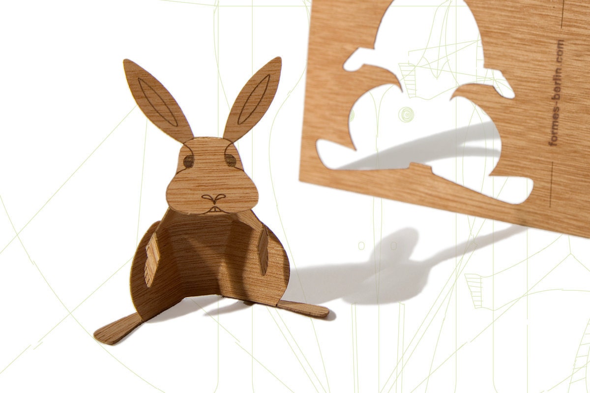 postcard wood - 6 bunnycards