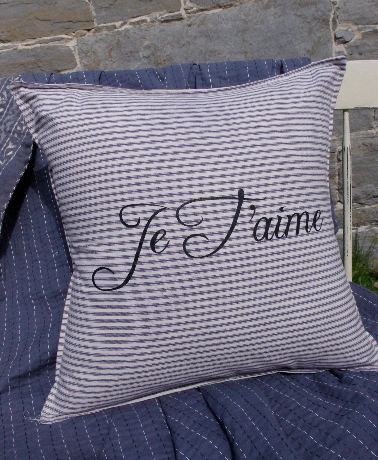 Je Taime Ticking Pillow