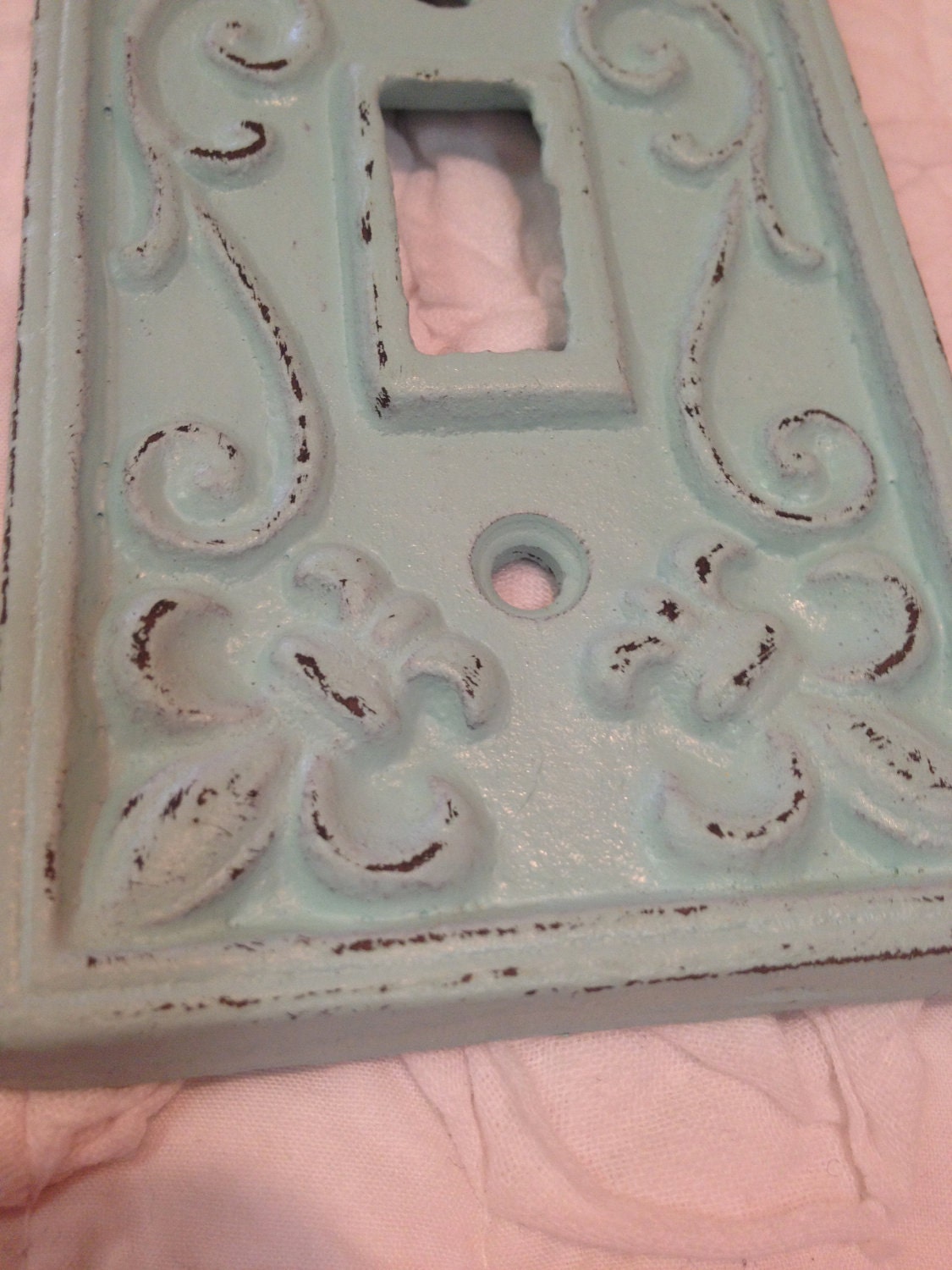 single light switch cover plate fleur de lis shabby chic robin's egg blue