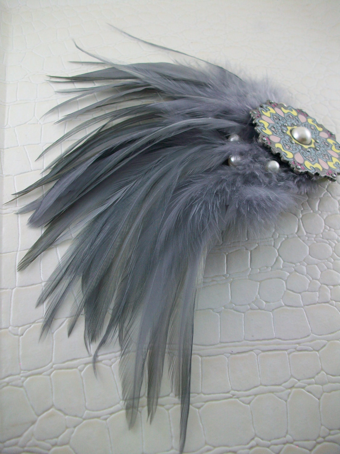 Romantic Gray Feather Fascinator
