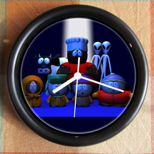 SOUTHPARK CARTMAN Cast With Aliens famous 10 inch Resin Wall Clock Movies TV Weddings Christmas QuickShip