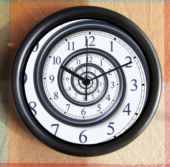 SPIRAL Blue Numerals UNIQUE DALI Nautilis Feng Shui unusual impressive 10 inch Resin Wall Clock Fathers Day Fathers Day Mothers day