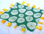 One "Dusted Meadow" Baby Tag Blankie, with White Minky Stripe