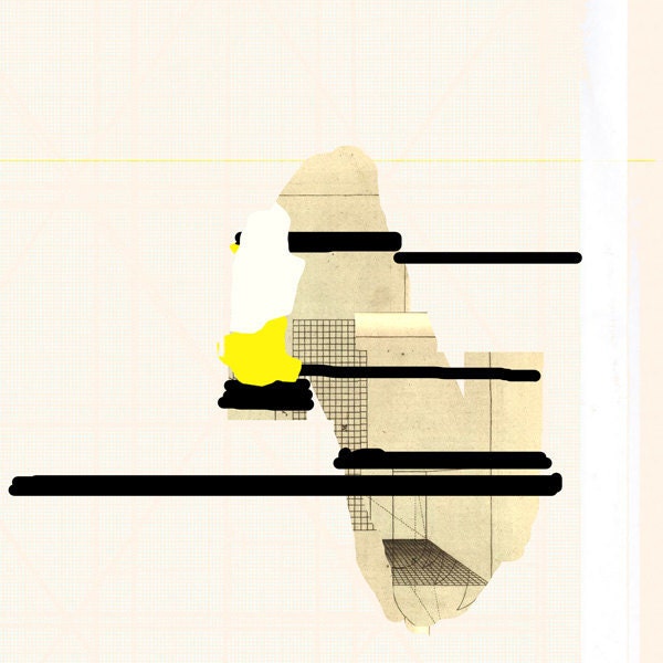 Black lines art print - mixed media digital collage