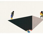 dropping colors into a deep pool - art print- digital illustration
