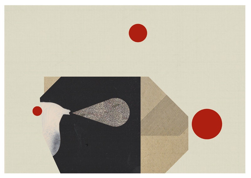 composition with a singing dove art print- mixed media digital collage