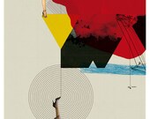 woman up and woman down - art print- mixed media digital collage