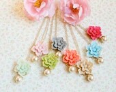 Five Bridesmaids Pearl Rose Necklaces