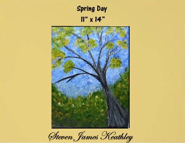 Impressionism Original Painting Abstract Landscape - 11X14 Acrylic on Canvas - Spring Day by Steven James Keathley