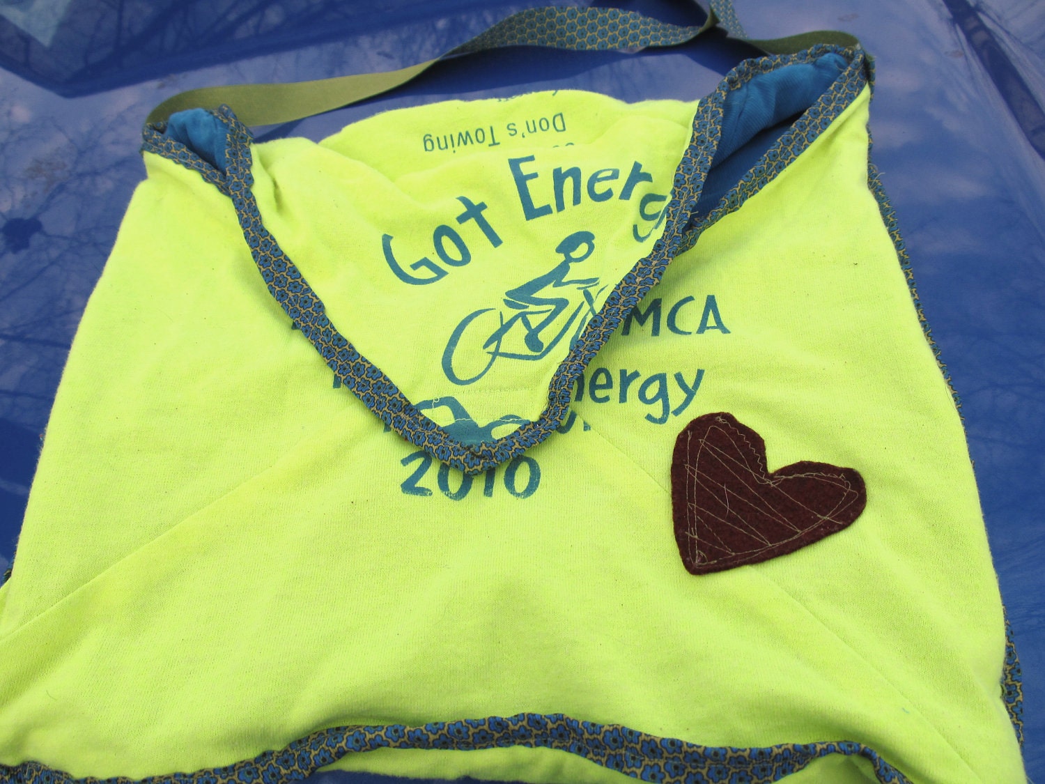 Upcycled Messenger Bag - Neon Yellow Cootie Catcher