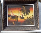 Vintage Florida Highway Man Style Painting Man Cave Nautical