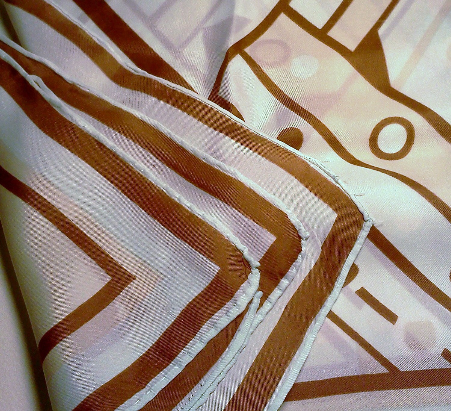 Vintage Scarf Blue and Brown Sexy Secretary Retro