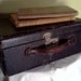 Antique Leather Luggage Black small suitcase Vintage 1920's