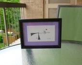 Love Yoga - Cute Framed Original Pencil Drawing - Warrior 3