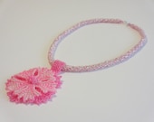 Beaded Necklace- Pink Flower Necklace - creationsbymarci