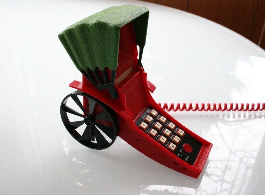 Vintage Red Rickshaw Novelty Phone With Box