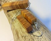 Wooden earrings and necklace with wooden pendant