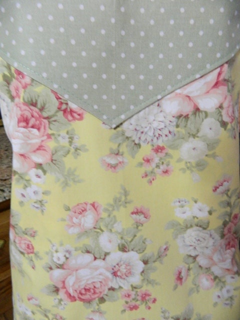 Yellow with flowers with Green Polka dots - Easter Apron