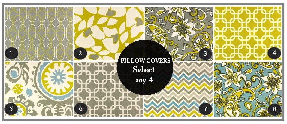 Pillow Sets.Blue Golden Yellow Gray.Choose Any Combination18x18 Inch.Cushion Covers