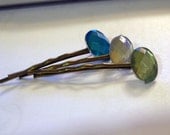 Bobby Hair Pins rhinestone oval gem (set of 3)