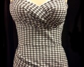 SALE 30 PERCENT OFF Ruby Vavoom Playsuit in Black Windowpane Check size large