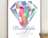 Queen Elizabeth Diamond Jubilee Poster Print, 11x17in (A3) artists giclée print