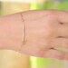Gold  Bracelet -  Gold curve and swarovski crystal bracelet - 14k gold bar arc tube -  modern minimalist jewelry, bracelet gold