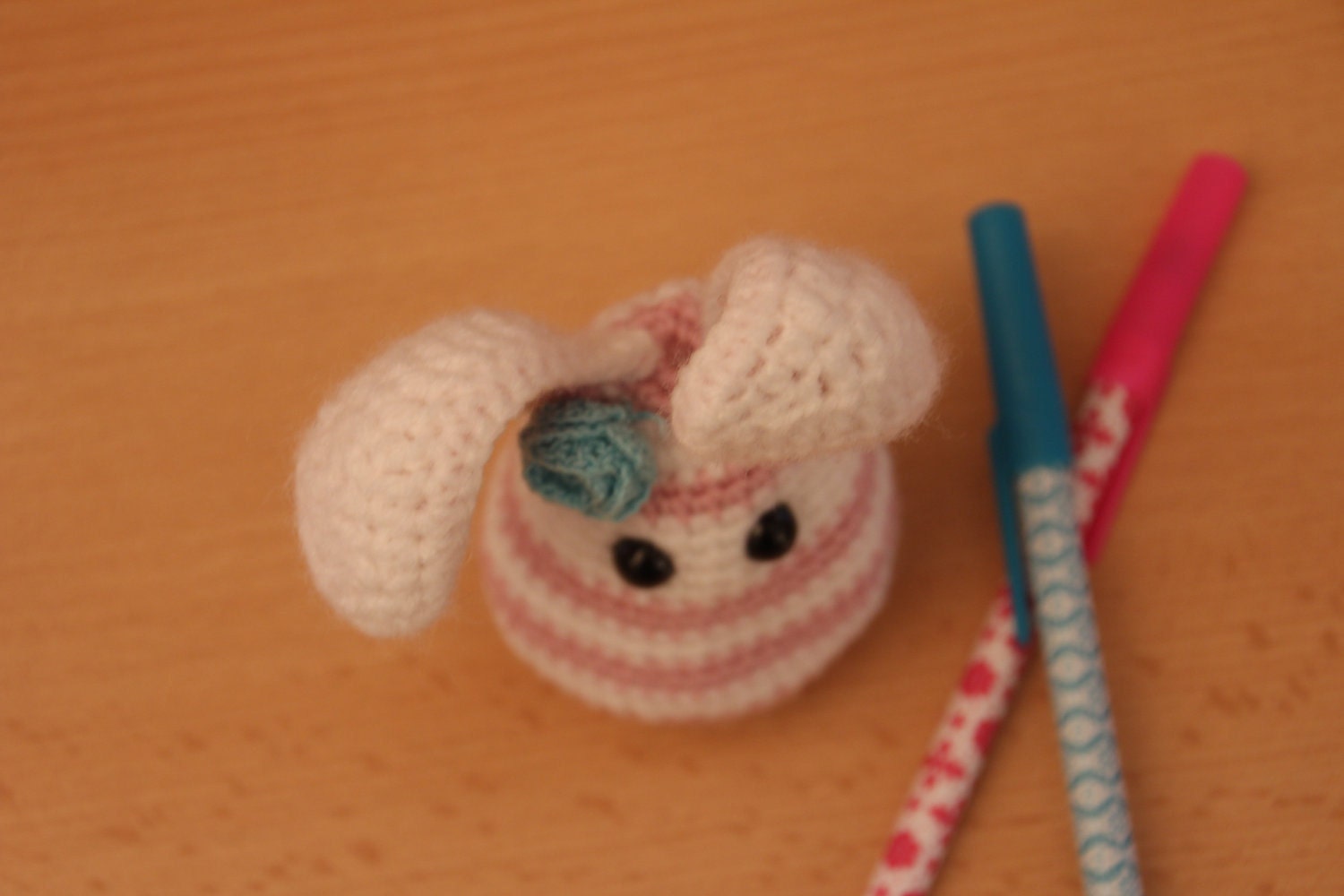 RESERVED for Hélène - Flower Power Bee Like Bunny (crocheted rabbit)
