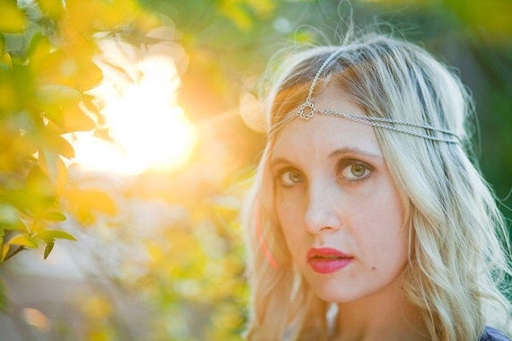 Silver Chain Headdress, Headband, Head Chain, Chain Head Piece, hair jewelry, Bridal hair accessory