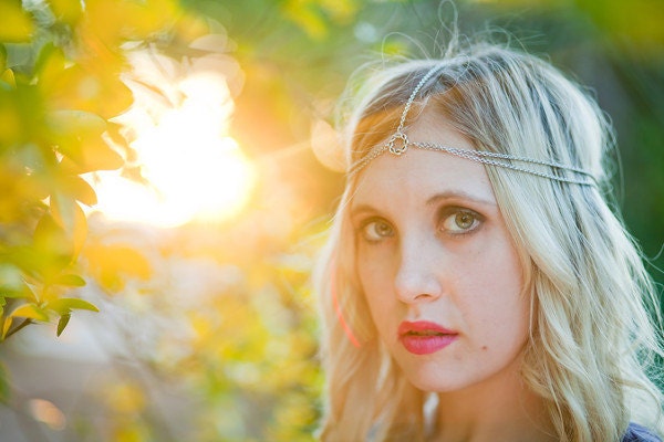 Silver Chain Headdress, Headband, Head Chain, Chain Head Piece, hair jewelry, Bridal hair accessory