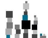 Blocks: Petrol - an A4 size digital print poster (21,0 cm x 29,7 cm)
