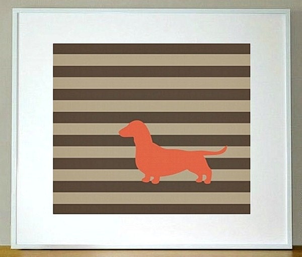 Dachshund Silhouette Print  8 x 10, custom Dachshund stripe  art