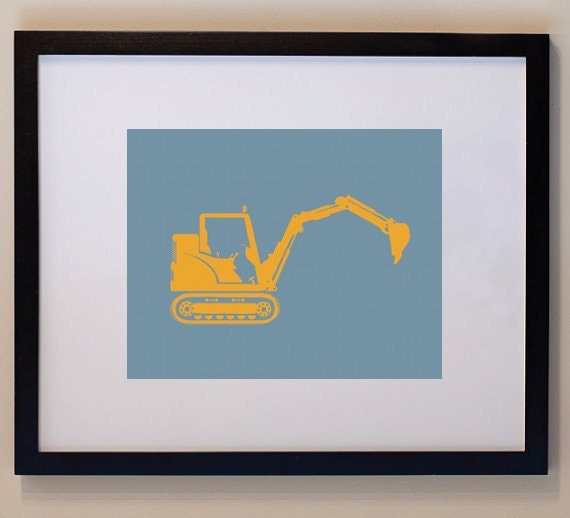 Construction Digger Print Children 8 x 10 personalized for kids