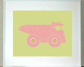 Dumptruck Girly Truck Print 8 x 10 children's construction, wall art
