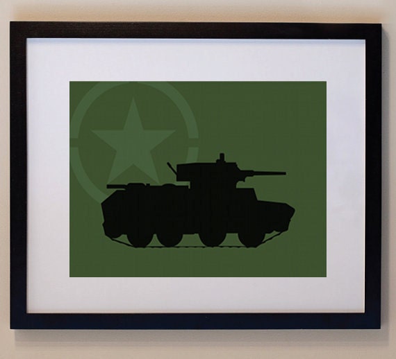 Children's Army Tank 8 x 10 nursery print, wall art