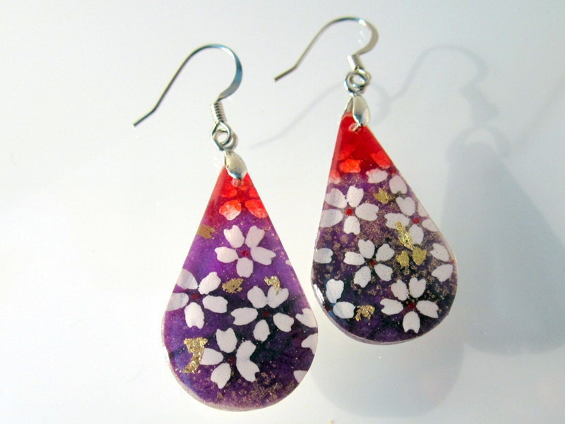 Japanese Yuzen Paper Collage Earrings
