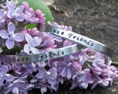 Hand Stamped BFF Cuff Bracelet Set With Hidden Heart Stamp