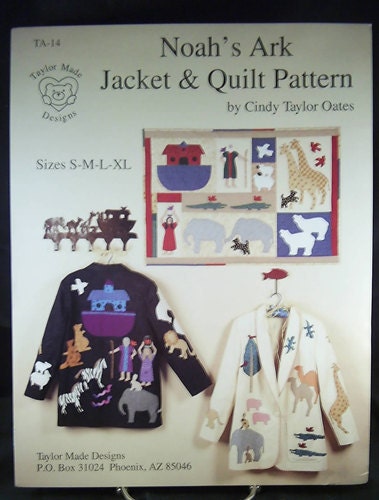 Noahs Ark Jacket & Quilt Pattern Animal Appliques Taylor Made Designs