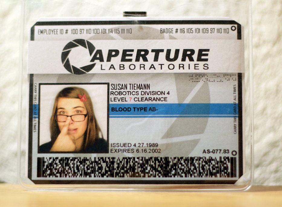 Aperture Science ID Badge