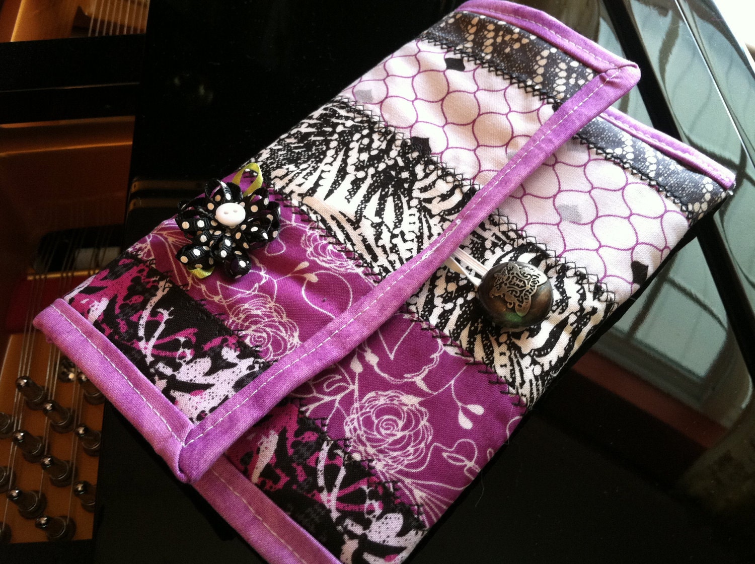 Kindle, Kindle Paperwhite, Kindle Paperwhite 3G Cover One of a Kind Handmade Quilted Cotton Purple