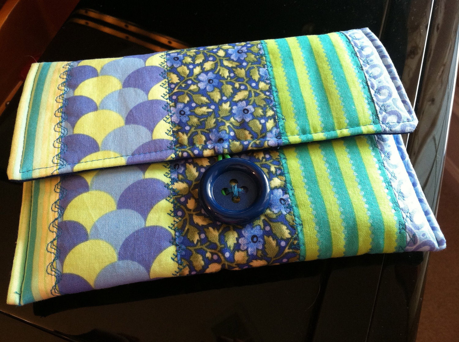 Kindle, Kindle Paperwhite and Kindle Paperwhite 3G Cover -OOAK Handmade Quilted Cotton - Neptune Blue