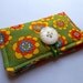 Business Card Holder, Credit Card Holder, Gift Card, Store Card Holder Case - Green with Orange Flowers