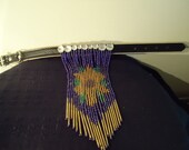 Couture dog Collar. Beaded drop with center  flower image.