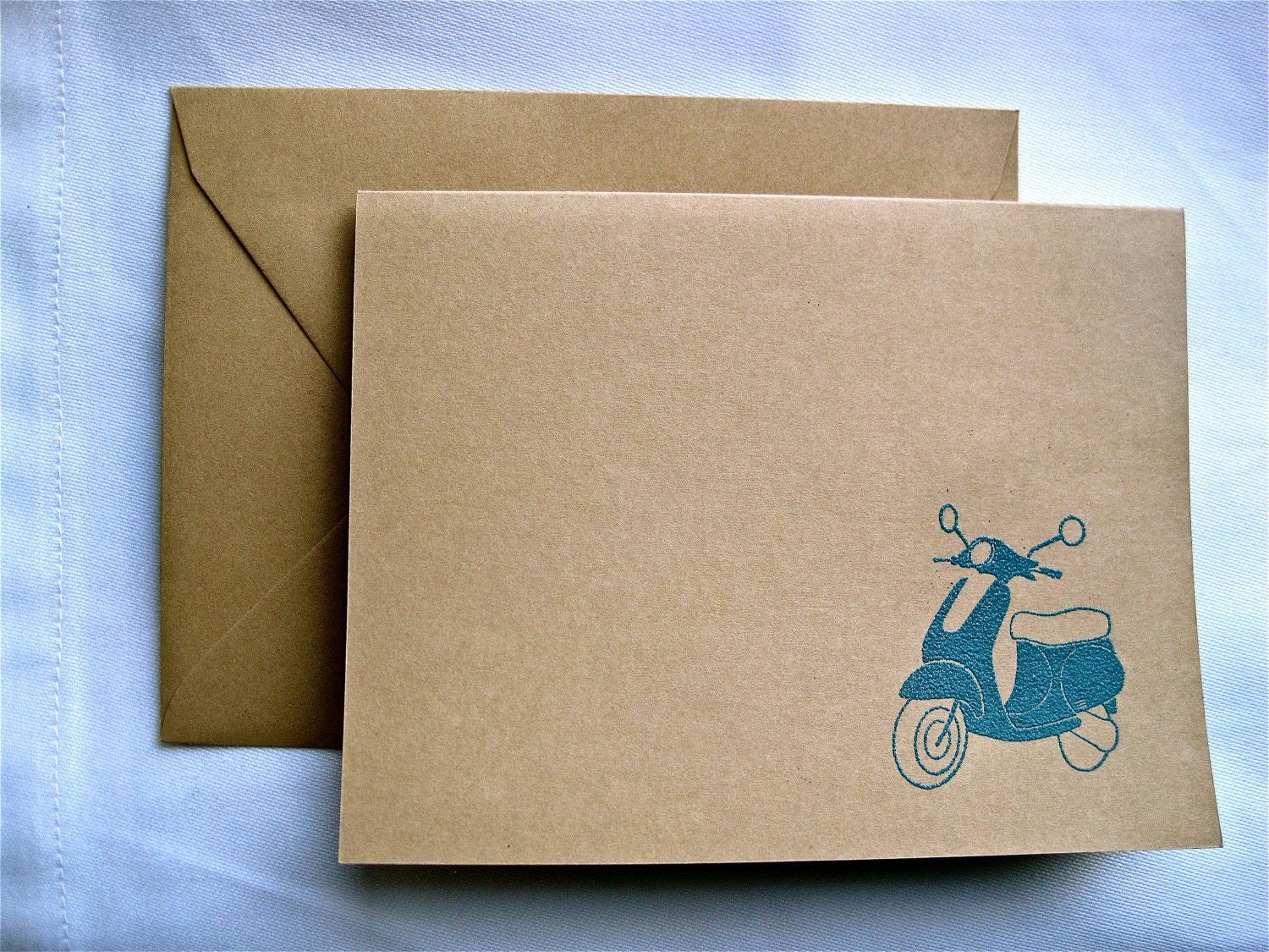 blue and khaki vespa stationary- card set